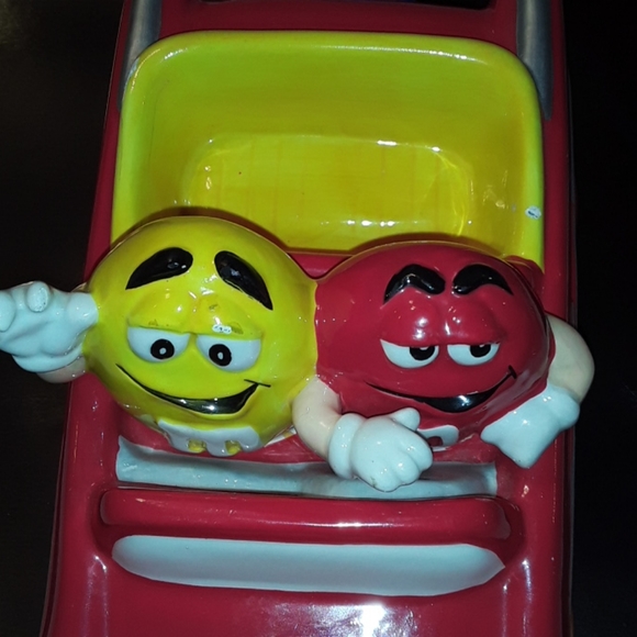 M&M's M&M Hot Rod Car Candy Dish Red Auto Yellow G - Picture 11 of 14